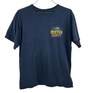 Buck Wear Outdoors Men's Navy Blue‎ T Shirt Fishingitis Got It Reel Bad M/L